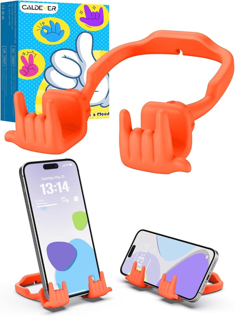 CALDEVER Stocking Stuffers for Teen Boys Girls Gifts Cell Phone Stand Upgrade Adjustable Rock on Lazy Phone Stand for Desk Cool Funny Gadget Gifts for Christmas Adult Men Women Wife 1Pack Orange Red - Image 1